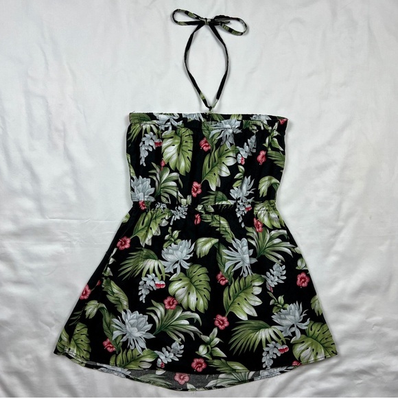 Y2K Tropical Print Babydoll Halter Top - Picture 5 of 7